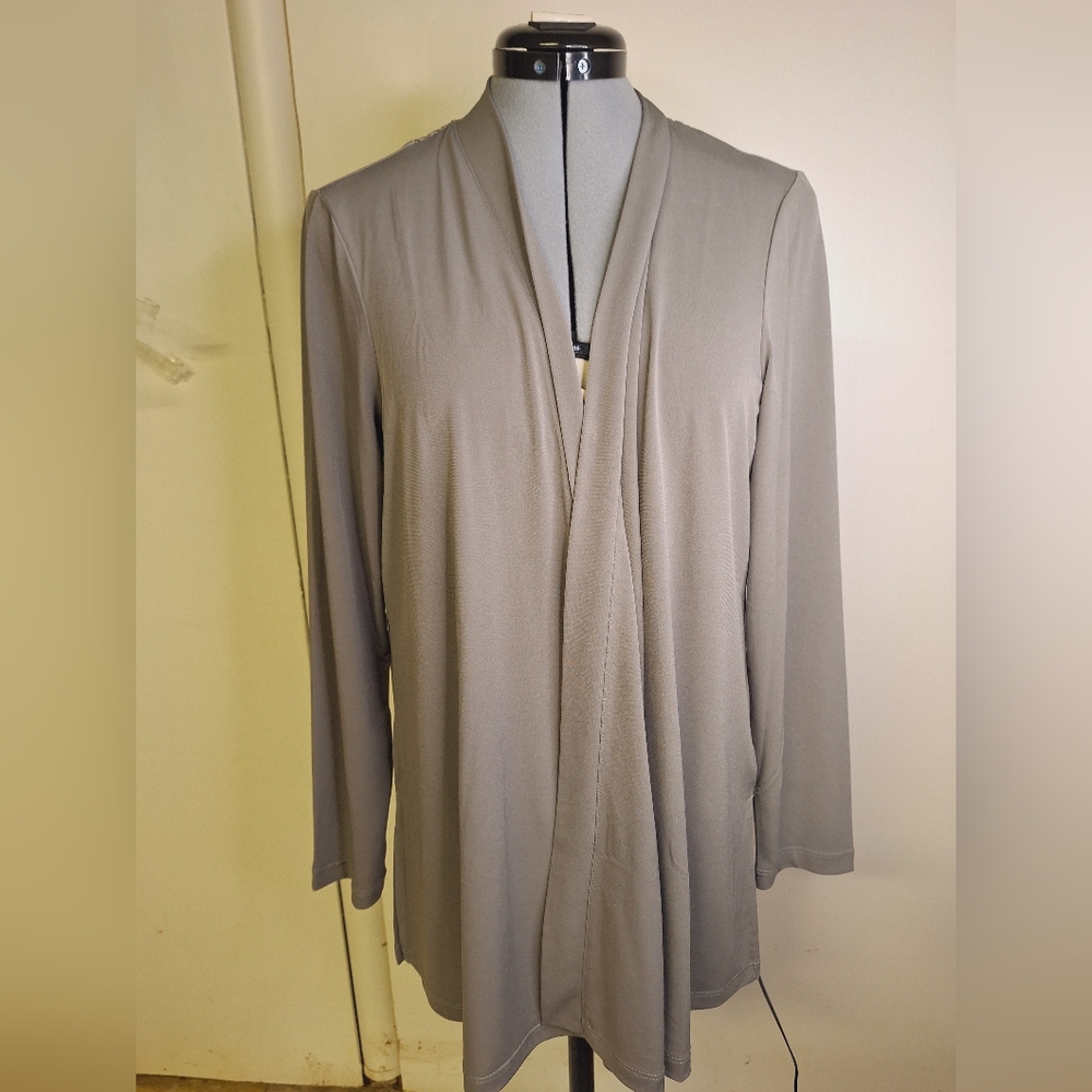 Susan Graver Sage Green Open Style Blazer With Lace Back.     Size S